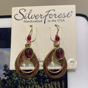 Silver Forest Bronze and Deep Red Earrings
